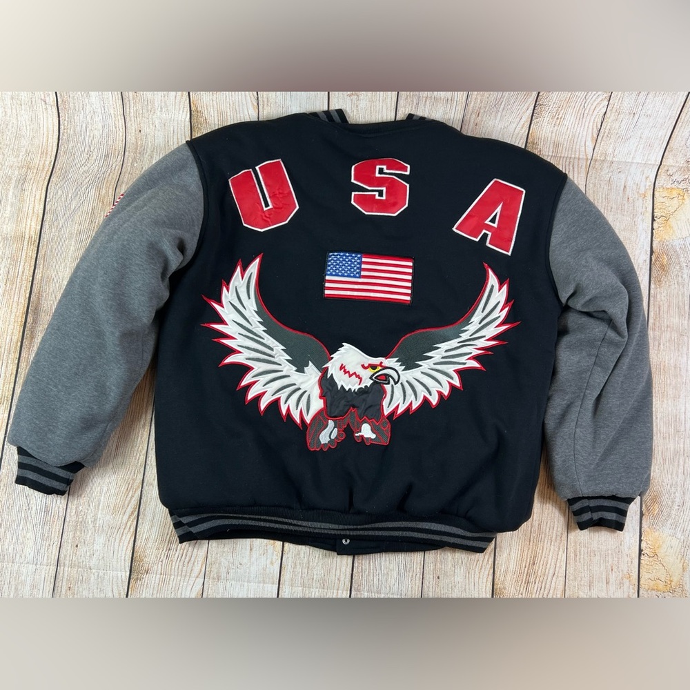 Vintage Oscar Sports USA Bald Eagle Varsity Style Button Jacket Large